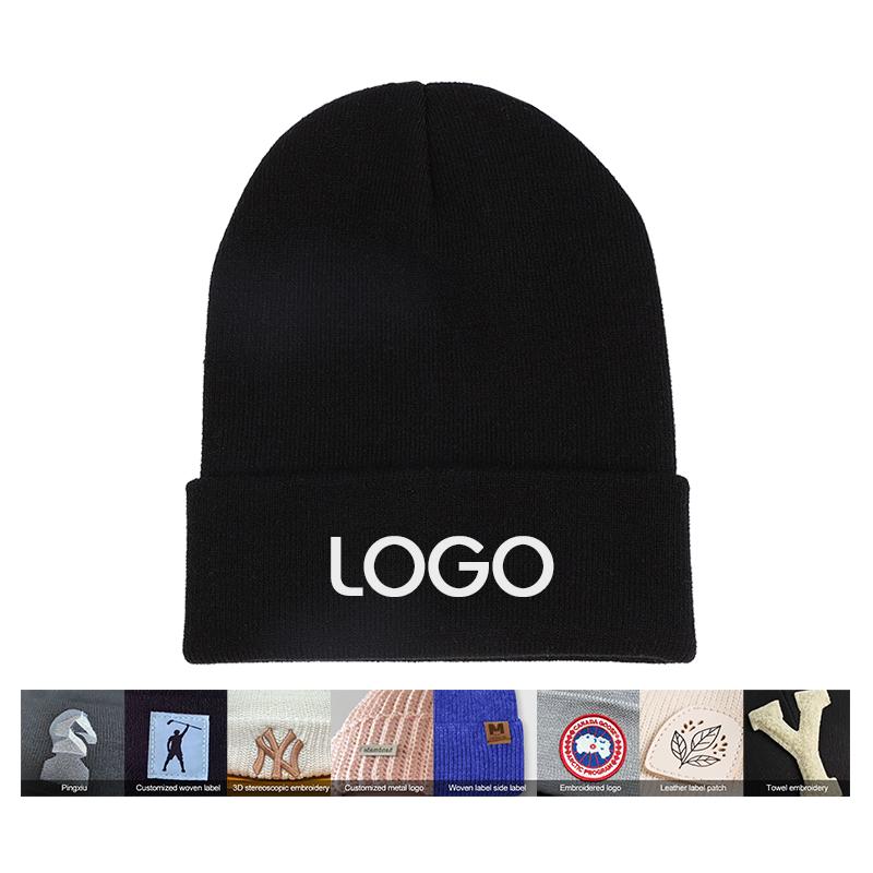 100% Acrylic Knitted Beanie Cap - Warm Winter Hat with Adjustable Size 54-60cm for Men and Women