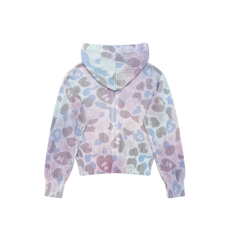 APEE Women's Gradient Camo Heart-Print Oversized Zip Hoodie