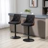 Set of 2 Height-Adjustable Bar Stools 360 Degrees Swivel with Footrest, Tufted Fabric