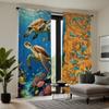 2pcs HD Sea Bottom World Turtle Fish decorative curtain Yellow tie digital printed curtain Home decoration style decoration l