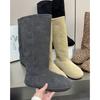 Ballambe~ Gefrostete Leder-Samtstiefel für Damen, vielseitige und dünne warme Schneestiefel für den Winter