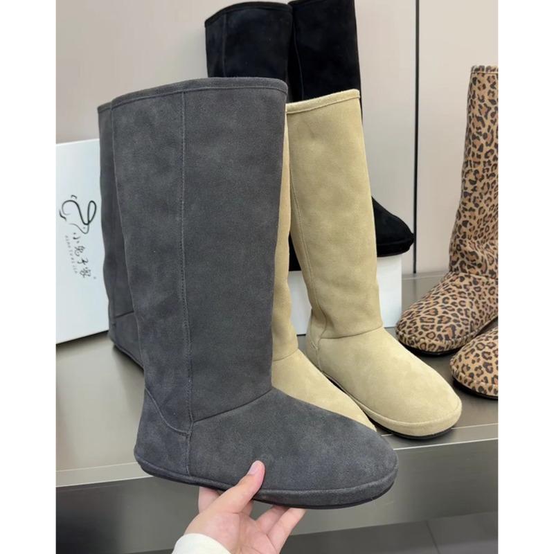 Ballambe~ Gefrostete Leder-Samtstiefel für Damen, vielseitige und dünne warme Schneestiefel für den Winter
