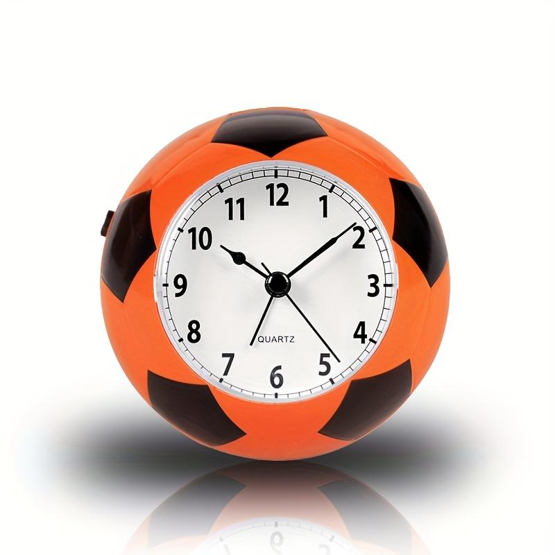 1pc Soccer-Themed Alarm Clock with Vibrant Soccer Ball Design - Sporty White ABS Plastic, Battery-Powered, Alarm & Music Ringtones