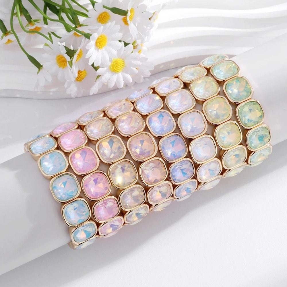 Square Glass Bracelets Beaded Bracelets Boho Crystal Beads Bracelet  Gift