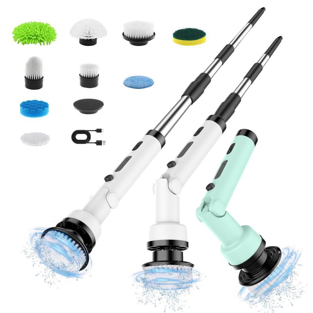 Foldable Wireless Electric Cleaning Brush - Handheld, Long-Handle, Rotating for Kitchen & Bathroom Use