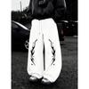 Herren Gothic Dunkle Lässige Jogginghose, Lockere Gerade Hosen mit Kordelzug Taille, Bequeme Ganzjahres-Jogginghose