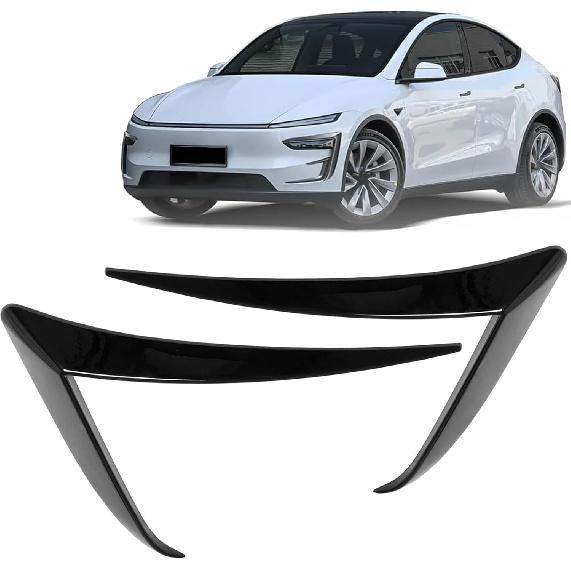 FASTCHE Front Fog Light Trim Cover for Tesla Model Y Eyebrow Spoiler Accessories Fog Lamp Frame Blade Trim Compatible with 2019 2020 2021 2022 2023