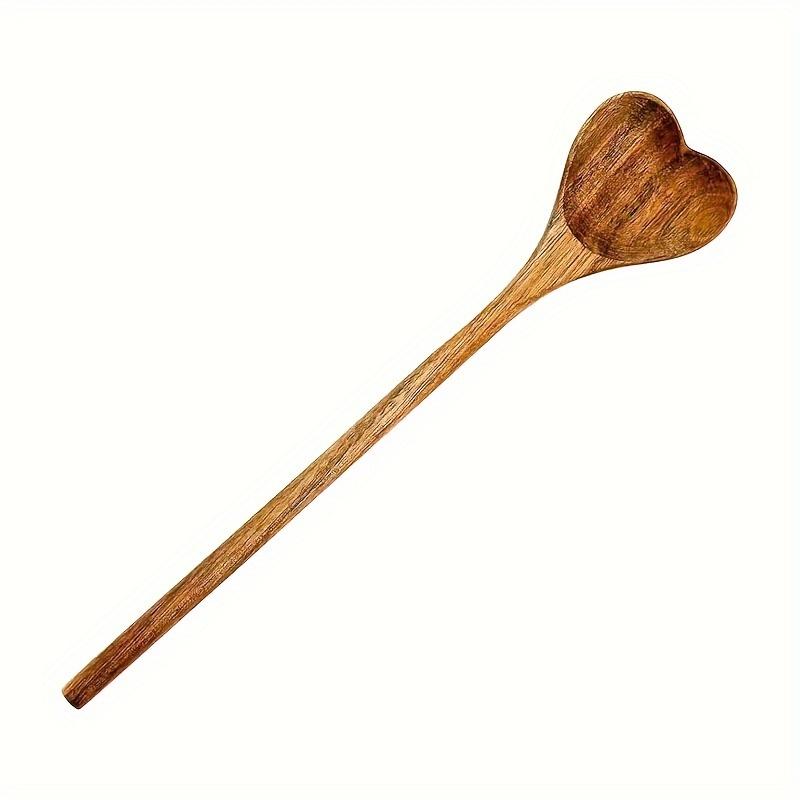 Acacia Wooden Heart Shaped Serving Spoon Set,Honey Stir Ladle Small Cooking Utensil for Coffee Mixing,Ideal Kitchen Accessory