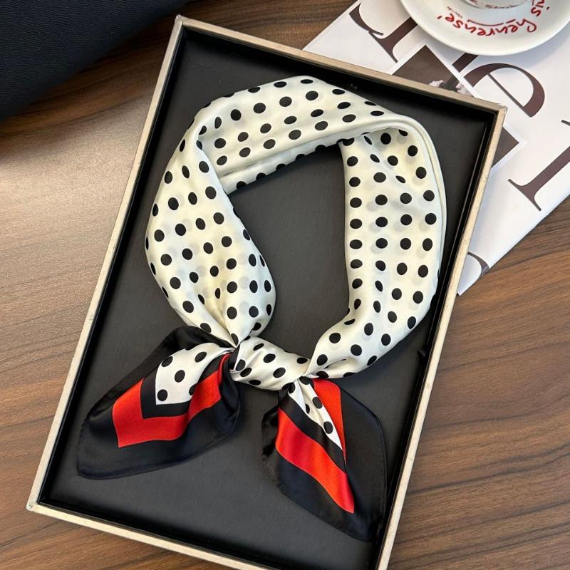 Polka Dot Silk Scarf Square Scarf High-end New Versatile Decorative Scarf Scarf Scarf Neck Cashew Flower Scarf Shawl Can Be Used As a Tube Top