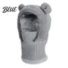 Soft Polyester Winter Thermal Plush Warmer for with Neck Hat Knitted Kids Adults Lined Fleece