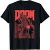 Tricou Retro Video Game cu Copertă DOOM Schițată Roșu