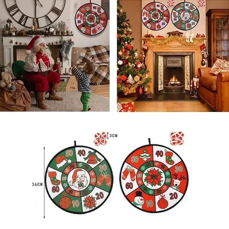 Hot Sale Christmas Home Decor Goods Creative Dart Board Santa Claus Throwing Target Dart Shooting Board Party Game Supplies