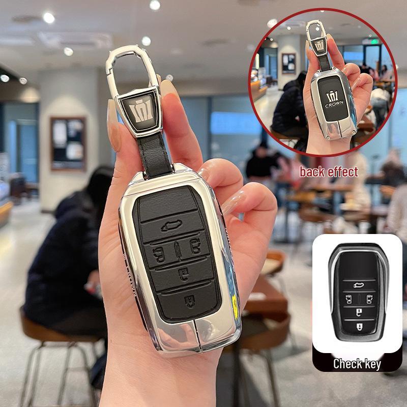 Premium Metal & Leather Key Case for 14th Gen Toyota Crown
