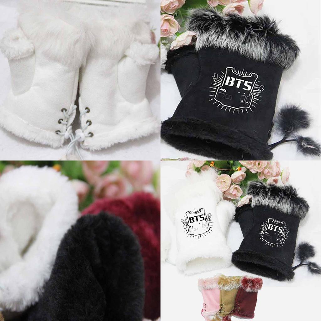 Halbe Paar 1-Finger-Handschuhe BTS Kpop Warme Handschuhe Schnürhandschuhe Fingerlos Neue Handschuhe