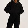 Women's Sweatshirt Set Fashion Hooded Round Neck Long Sleeve Top Casual Loose Warm Two-piece Set