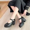 Damskie buty na wysokim obcasie Japońskie Mary Janes Damskie czółenka Platforma Buty Lolita Grube obcasy Vintage Damskie buty wizytowe z klamrą