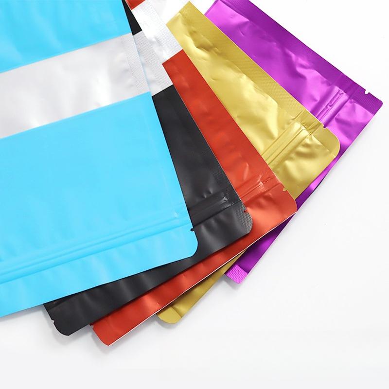 Colored Aluminum Foil Self-supporting Self Sealing Pouch Moisture Proof and Light Proof Sealed Packaging Bag Snack Multi-purpose Sealed Pocket