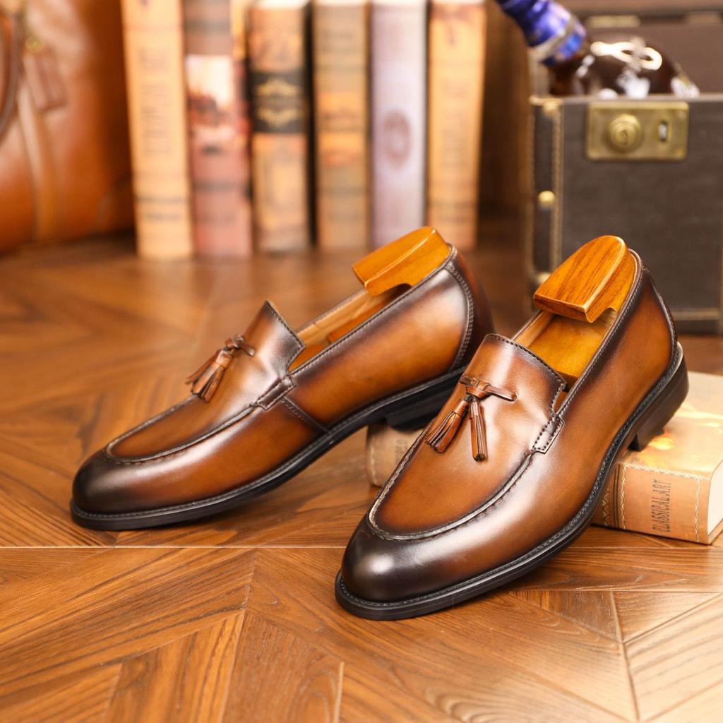 Men's Tassel Loafers Cow Leather Comfortable Slip on Wedding Party Office Dress for Men Classic Designer Outdoor Casual Loafers