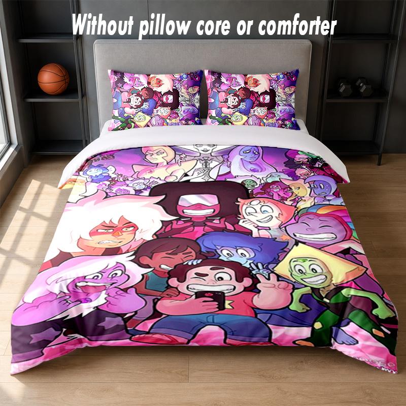 Steven Universe Design Bett Bettwäsche Set 1 Bettbezug + 2 Kissenbezüge Weich Atmungsaktiv Haushalt Bettwäsche