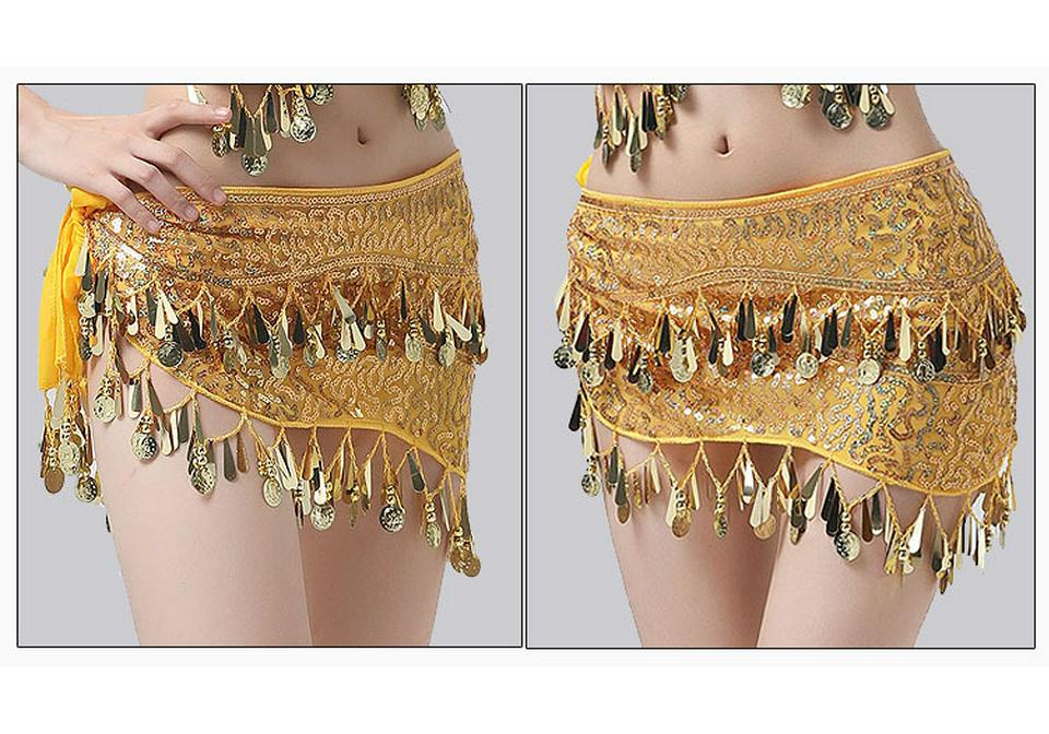 Sequined Hip Scarf with Tassel Coins for Jazz & Belly Dance Performance
