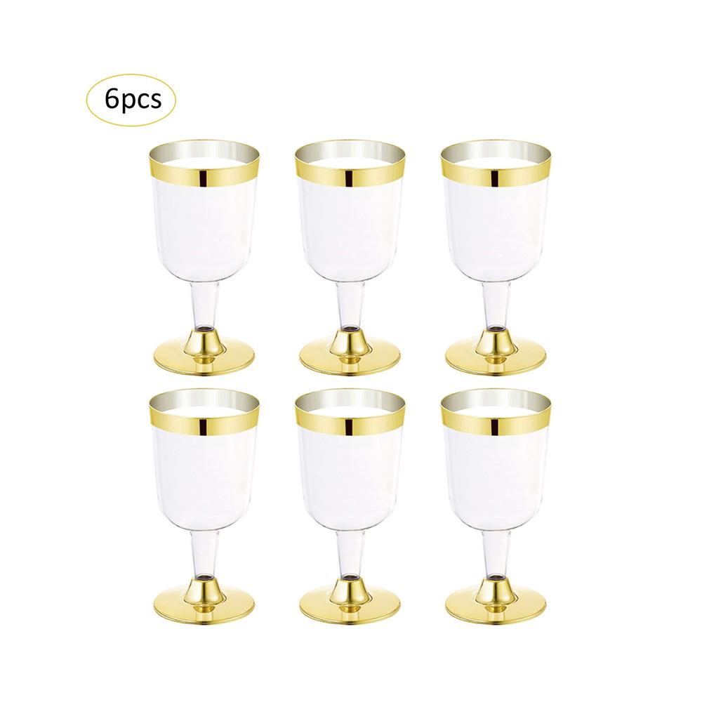 Buy 6Pcs Clear Classic Disposable Plastic Wine Glass For Wedding