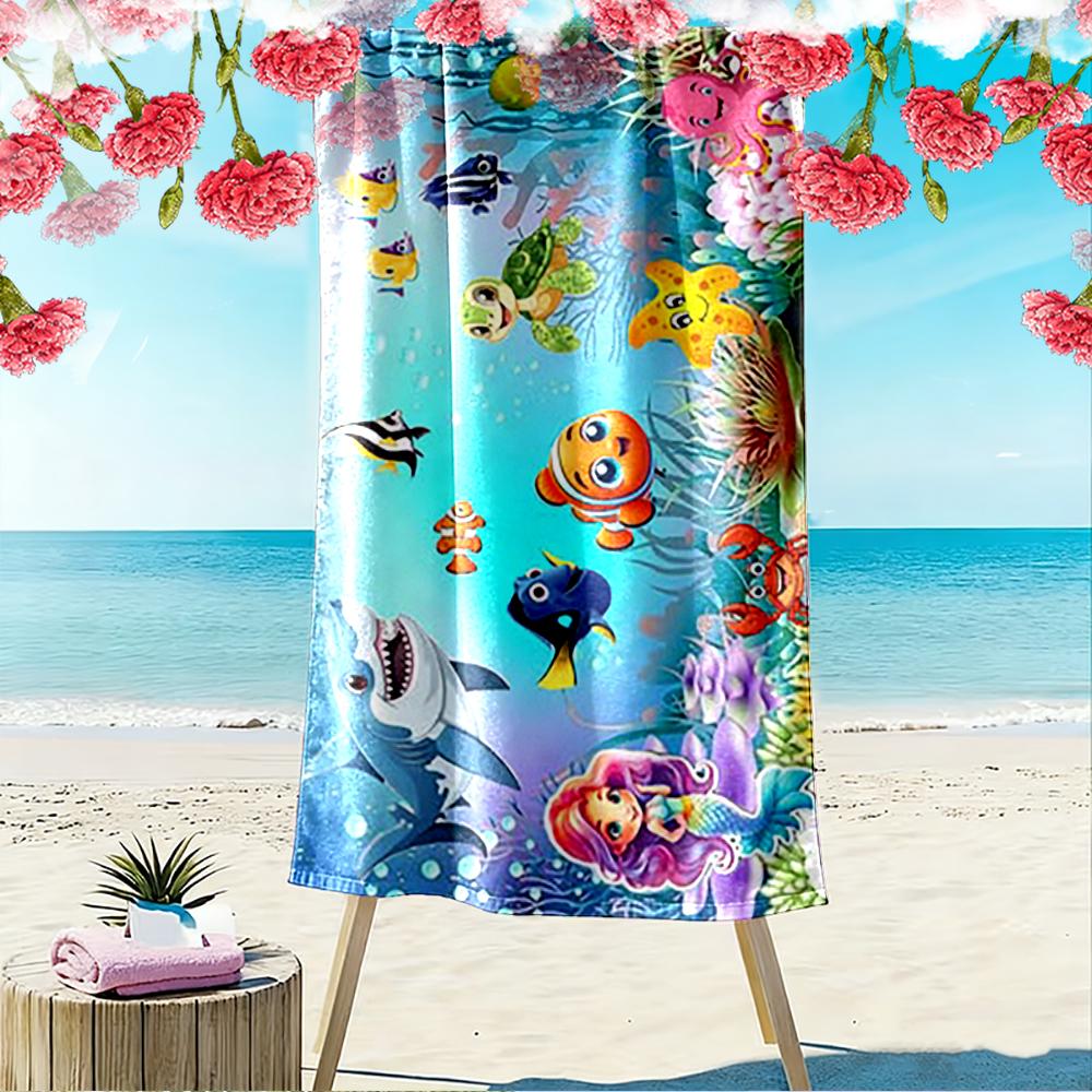 Colorful Underwater Cartoon Scene Beach Towel Quick-drying for Travel Outdoor Sports Jogging Beach and Swimming