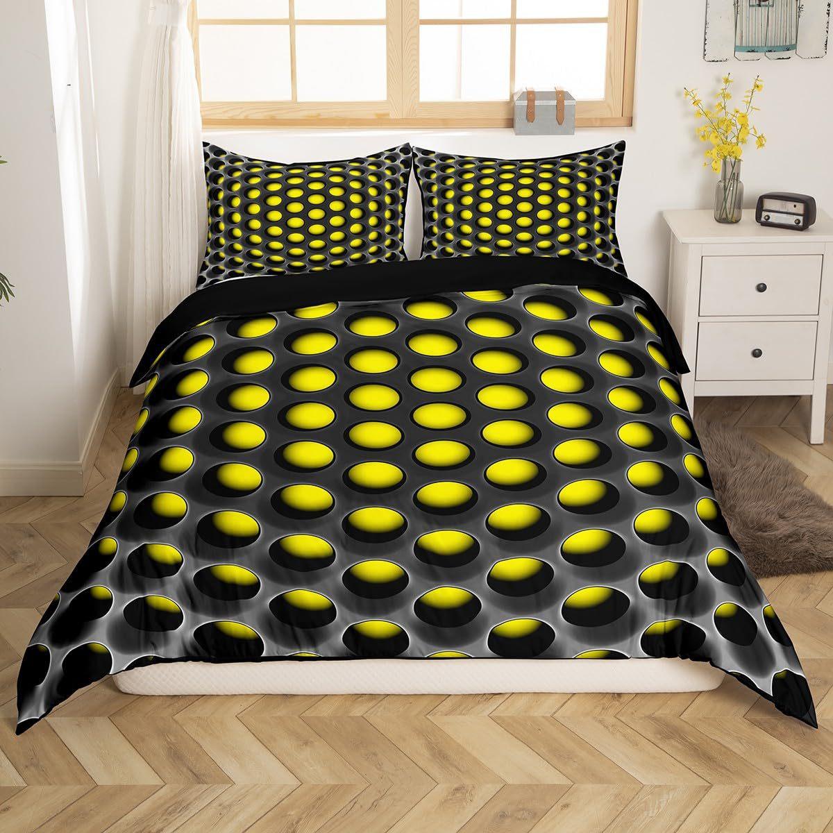 

Abstract Honeycomb Coal 3D Digital Printing Three-piece Set, Duvet Cover, Bedding Set with Pillowcase EU single 135*200