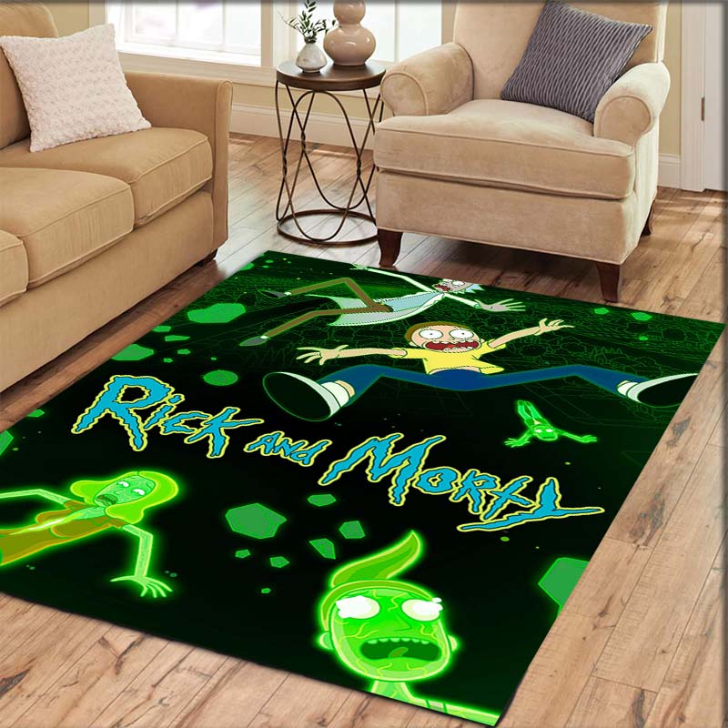 Ricky and Morty pattern rug, digitally printed non-slip decorative rug, a housewarming gift for family and friends.