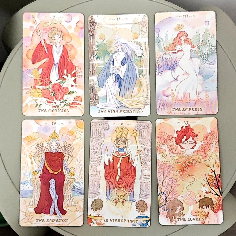 Serenity Tarot Deck 10.3*6cm 78 Pcs Warm Dreamy Anime-Style Tarot Cards Based on Rider System