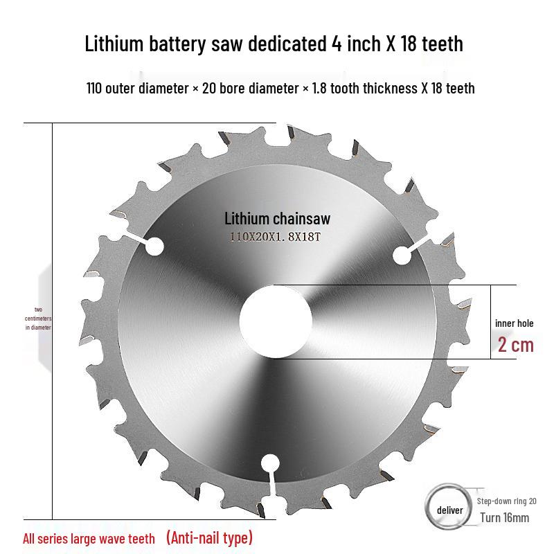 

Woodworking Alloy Saw Blade: 4-6.5 Inch, Anti-Nail, Decoration Grade, Lithium Battery Compatible
