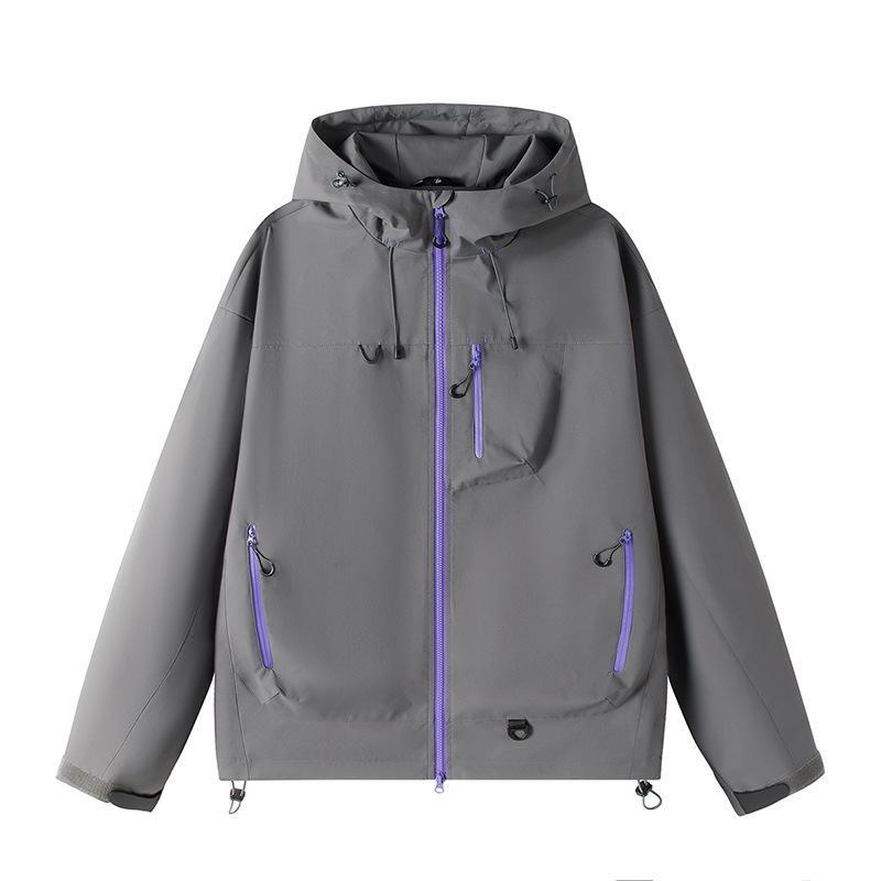 Outdoorjacke Herren Frühling und Herbst Locker Amerikanisch Trendig Arbeitskleidung Paare Wasserdichte Jacke Kapuzenjacke