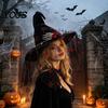 Decorative Seasonal Accessories Punk Skeleton Hand Witch Hat with Spider And Veil, Black Large Reusable Holiday Ornaments Wizard Costume Accessory for