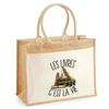 Beach Bag - PLANETEE - Jute with "Books It's Life" Pocket - Reusable Cotton - Multicoloured - 43 X 33 Cm