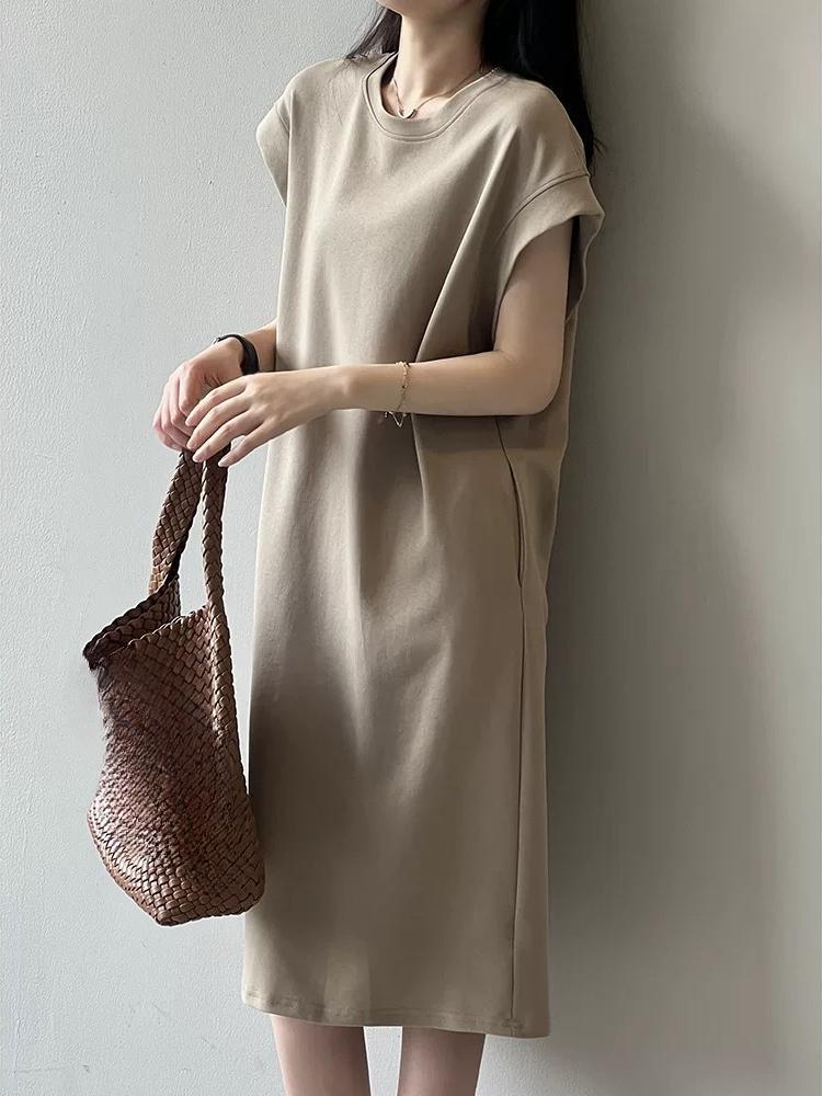 Summer Women's Casual Dress Fashionable Sleeveless O Collar Dress Ladies Summer Beach Dress