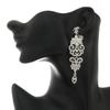 Retro Palace Ear Clips Big Luxury Rhinestone Bridal Earrings Elegant Sparkling Crystal Hanging Drop Party Wedding Jewelry Gift