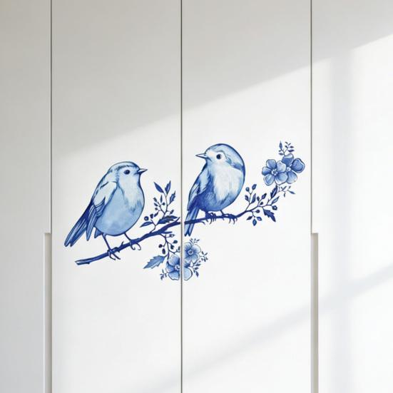Kleine Vögel auf Baumästen Wandaufkleber Abnehmbarer Vogel-Wandsticker Abziehen und Aufkleben Kunst-Wandbilder für Jungen Mädchen Kinder