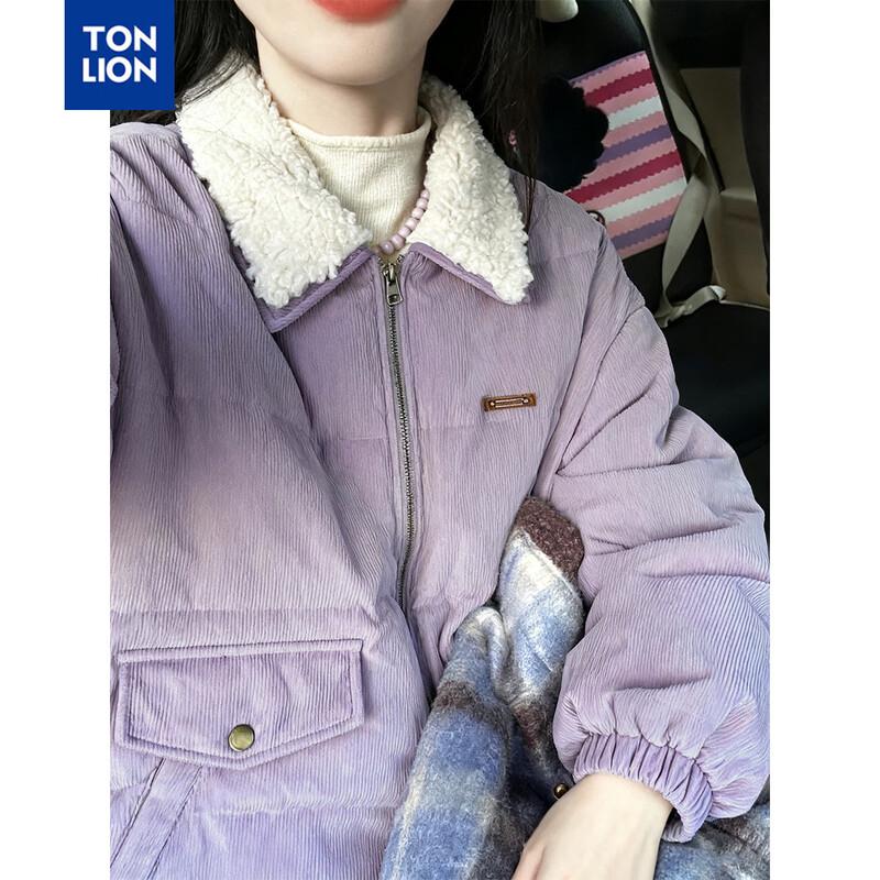 

TonLion Women s Faux Lamb Wool Panel Short Cotton Jacket L