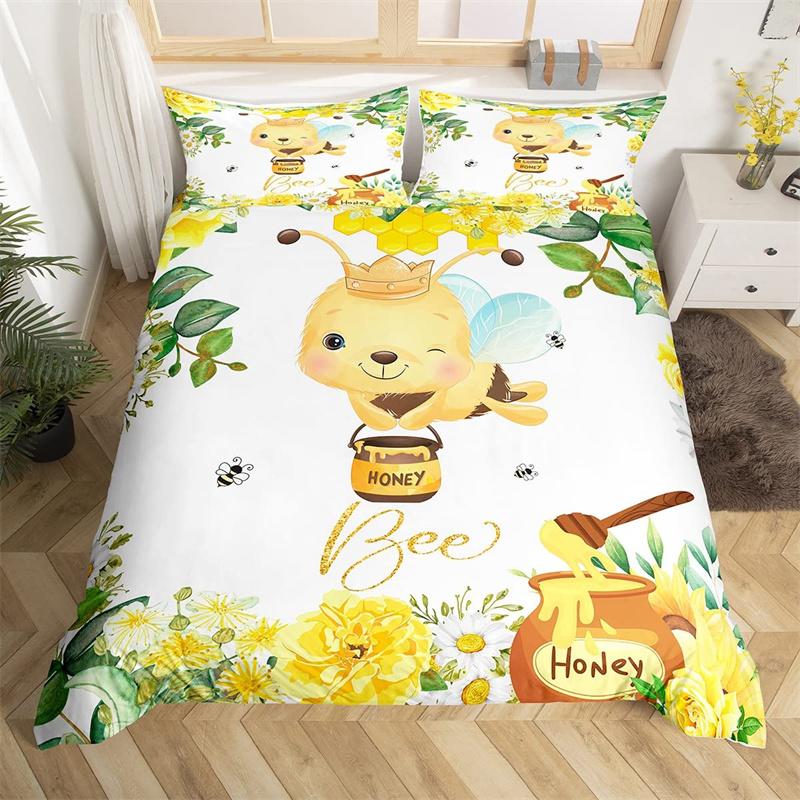 Cute Milk Cow Bedding Set King Cartoon Animal Duvet Cover Botanical Floral Comforter Cover Microfiber Farmhouse Bedspread Cover