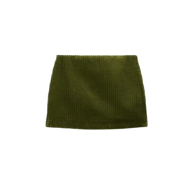 

Весна Новая Мини-юбка со средней посадкой 1255404 Вельветовый лацкан Длинные рукава Рабочая одежда Короткое пальто 5030709 Medium Green Skirt L