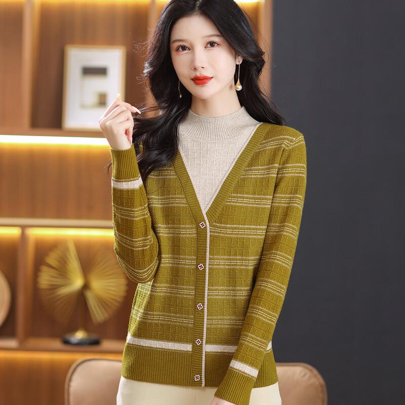SNOWFLYING Women s Warm Faux Two-Piece Pullover Sweater L