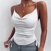 European And American Summer Printing Sexy Babes V-Neck Side Drawstring Slim-Fitting And Thin Halter Top