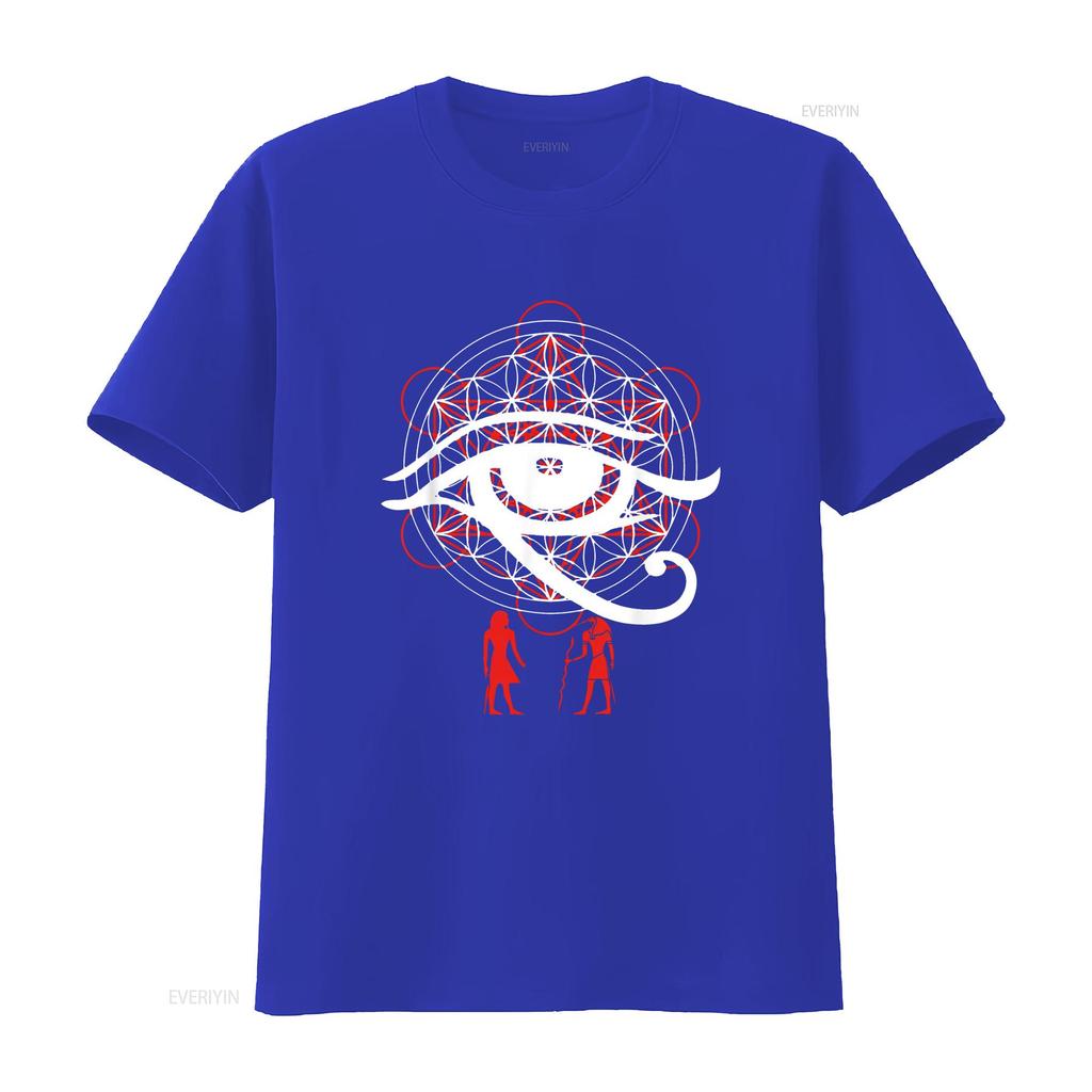 Womens Eye Of Horus Sacred Geometry T Shirt Flower Life Black Medium vintage Washed Stretched Casual Unisex fashion Stylish