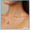 925 Sterling Silver Love Heart Pendant Necklace ,Blue Clear Crystal Necklaces For Women Silver Fine Jewelry Gift