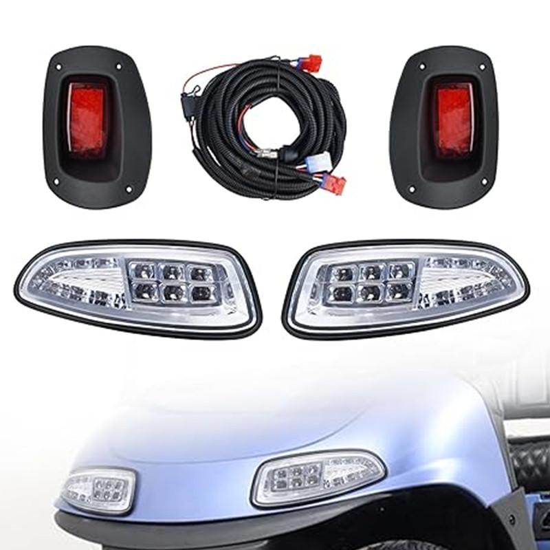 LED Head Tail Light Kit For EZGO RXV 2008-2015 Gas or Electric Golf Cart Models Replace 12V Front Rear Light Kit Assembly