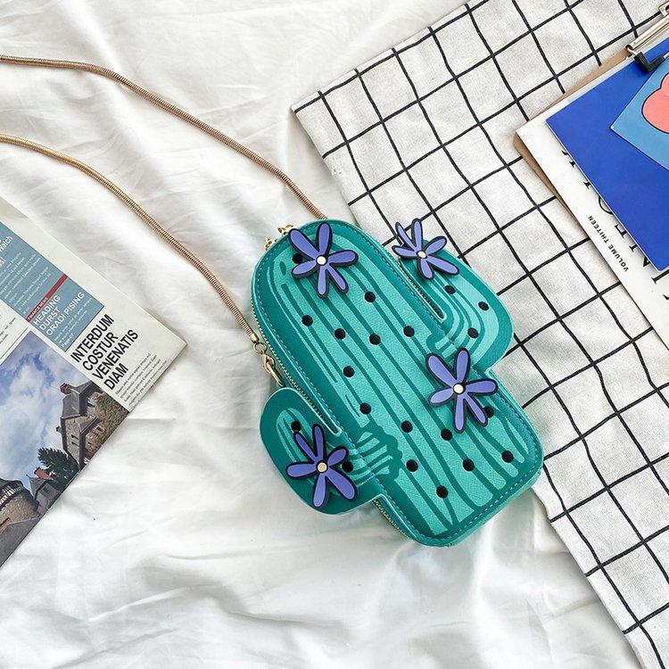 

Забавная женская сумка с изображением растений, корейская версия сумки-кактуса, цепочка 2024, новая ПУ персонализированная сумка через плечо с косым ремнем No