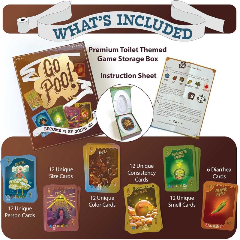 1 Set Go To The Toilet Party Game Hilarious Family Night Fun Toys With Collectible Laugh Cards Board Game For Family & Friends