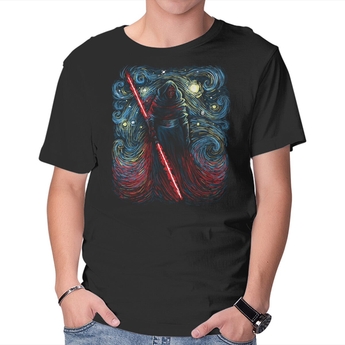 Unisex Crew Neck T-Shirt Starry Shadow Lord Graphic Short Sleeve Casual Tee XXL