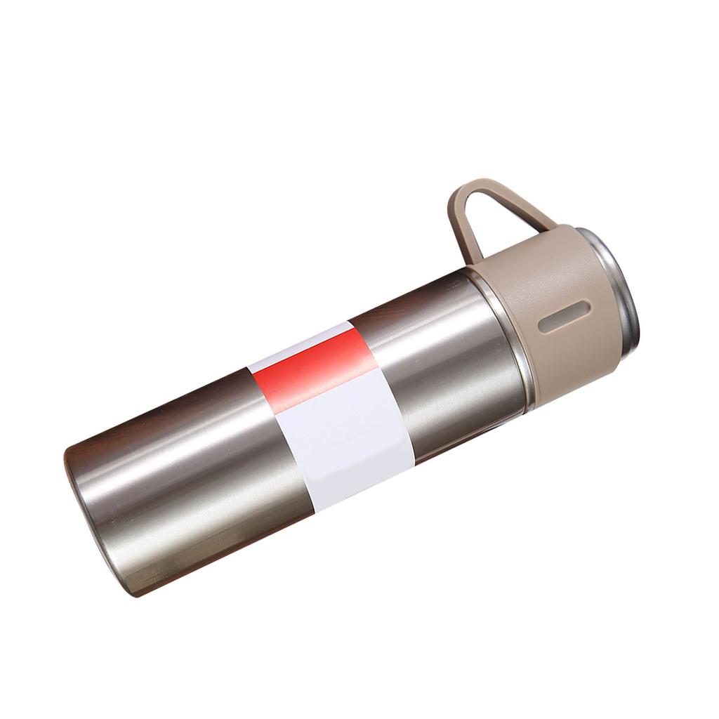 500ml Stainless Steel Vacuum Flask Set Portable Insulated Bottle with 3 Lids for Outdoor Travel