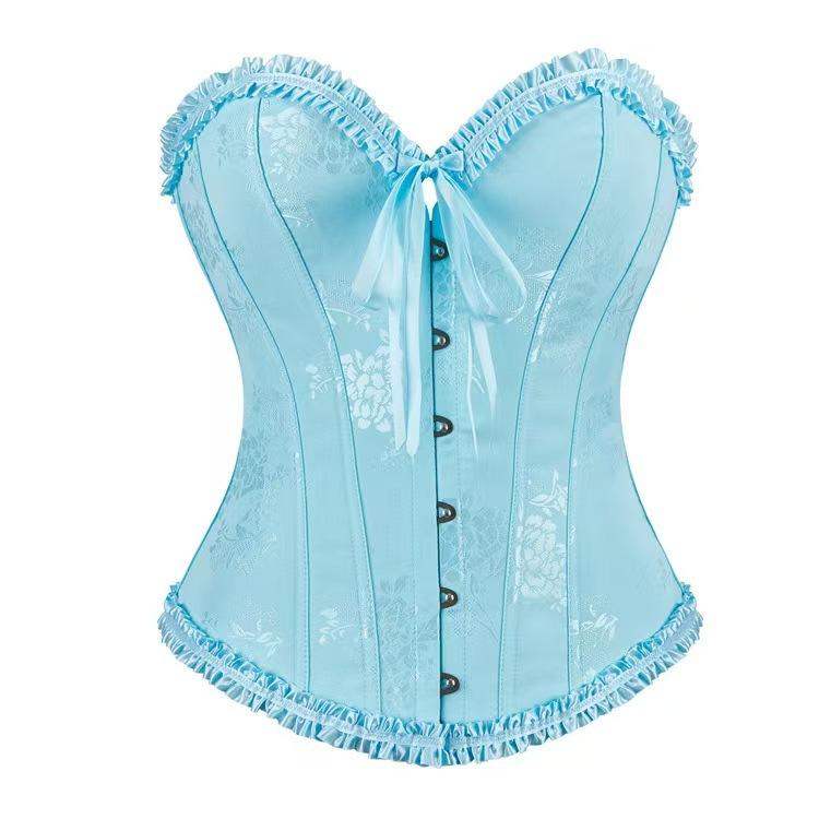 Corset Multi-colored Waist Ribbon Jacquard Court Corset Steel Buckle Belly Support Chest Corset