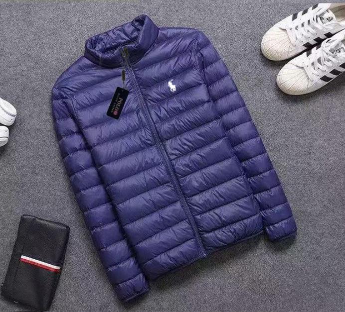 Jachetă de iarnă casual ușoară pentru bărbați 2025, cu guler înalt brodat RL - Rezistentă la frig, Mărime mare, Lungime scurtă